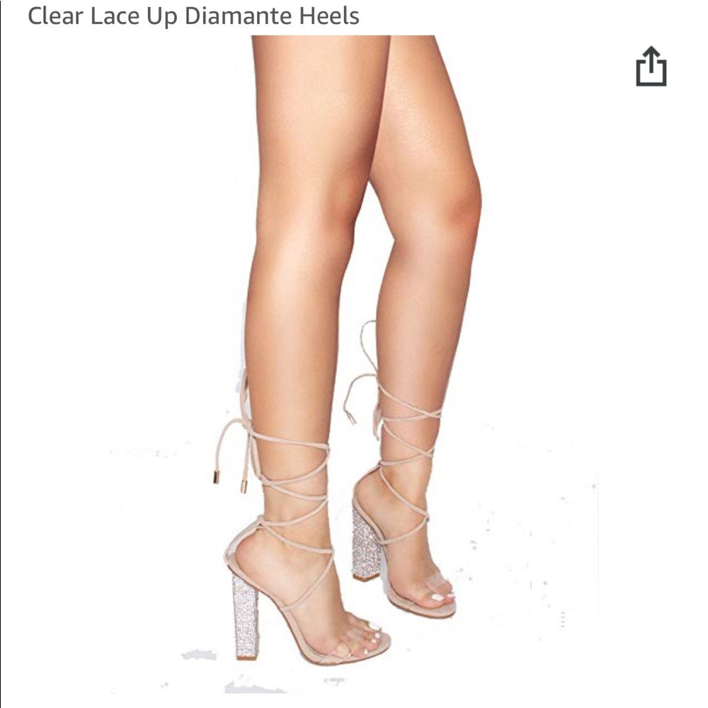 Perplexed blinged out heels
